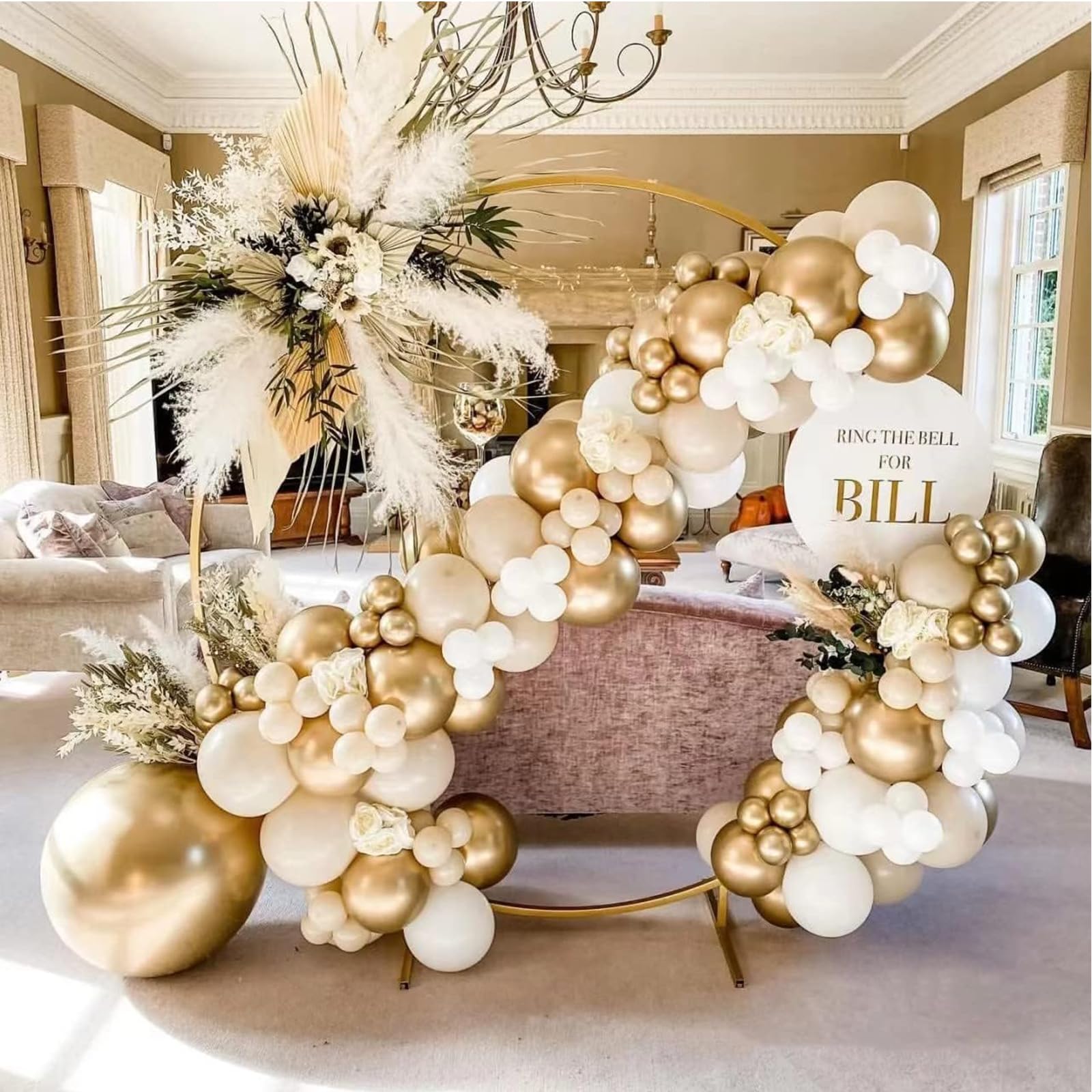 White Sand Balloons Set, 60 Pcs 12 Inch Double Stuffed Beige Boho Balloons with Metallic Chrome Champagne Nude Neutral Cream Balloon for Wedding Bridal Baby Shower Birthday Party Decorations