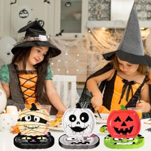 SJJPDYY Halloween Plates and Napkins Tableware Halloween Party Decorations Tableware Disposable Pumpkin Monster Vampire Bat Themed Paper Plates Napkins Party Supplies