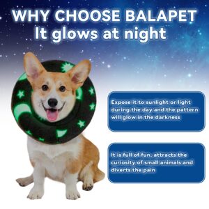 BALAPET Adjustable Soft Dog Cone Pet Recovery Collar for Dogs After Surgery Glow in The Dark Design Protective Elizabethan Collar Not Block Vision Fit for Dogs Recovery and Stop Licking(S)