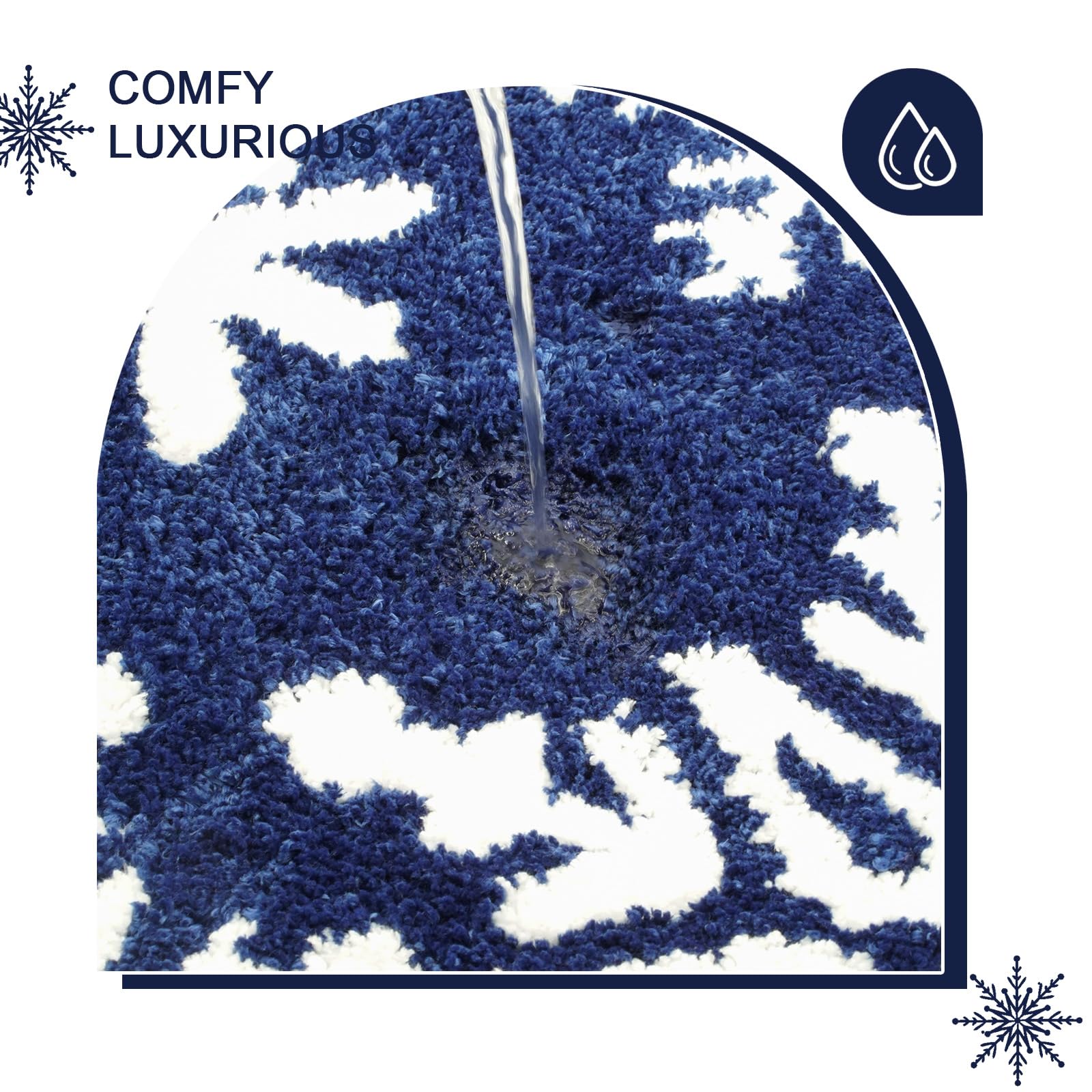 Lindameler Christmas Bathroom Rugs Winter Red Snowflake Christmas Bath Mat for Bathroom Extra Soft Absorbent Washable Non Slip Shower Mat Cute Lovely Christmas Holiday Rugs 20''x32'' (Blue,20''x32'')