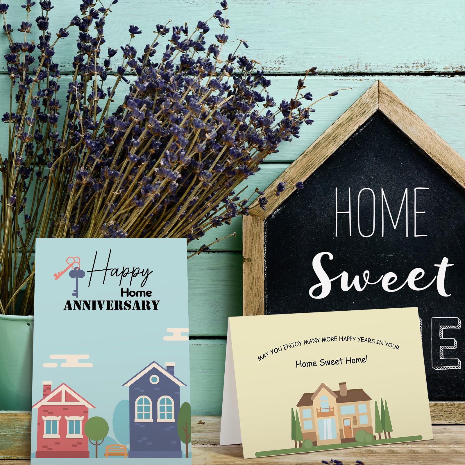 Motiskyy 48 Pcs Happy Home Anniversary Cards with Envelopes Bulk Blank Welcome House Cards Real Estate Thank You Notes Housewarming Greeting Cards for Clients Neighbors Gifts, 4 x 6 in (Classic)