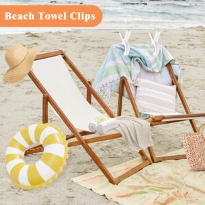 12 Pack Beach Towel Clips, Heavy Duty Towel Clips for Chairs Cruise Strong Anti-Rust Springs Clothespins for Laundry Keep Towel Clothes Blankets Dry on Clothesline and Hanging Rack Khaki and Blue