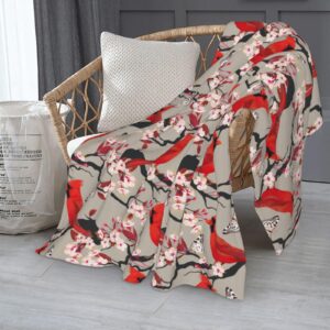 Cardinal Bird Blanket Quilt Home Fuzzy Lightweight Blanket Cardinal Bird Gifts for Couch Bed Soft Microfiber Flannel Blanket Merchandise for Holiday