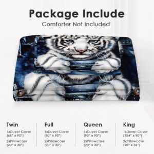 Uphomart Tiger Bedding Set 3 Pieces Full Twin King Queen Size Tiger Duvet Cover Set Comforter Cover Sets with 2 Pillowcases for Boys Girls Teens Men Women Queen