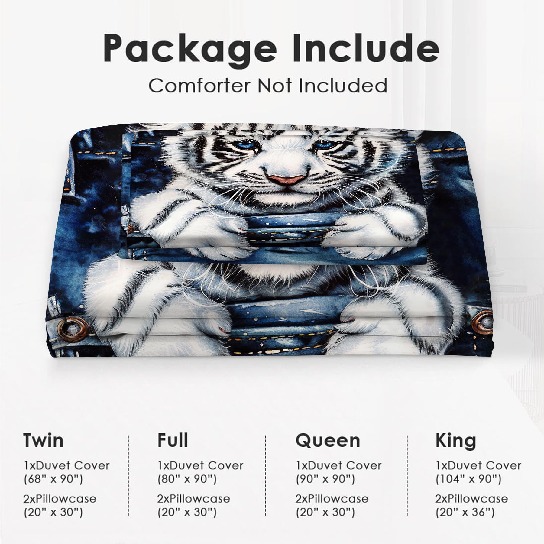 Uphomart Tiger Bedding Set 3 Pieces Full Twin King Queen Size Tiger Duvet Cover Set Comforter Cover Sets with 2 Pillowcases for Boys Girls Teens Men Women Queen