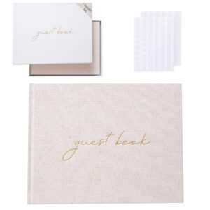 premium wedding guest book - baby shower guest book - includes blank guest book w/keepsake box w/100 pages & 240 clear photo corner stickers - polaroid guest book, graduation & special events