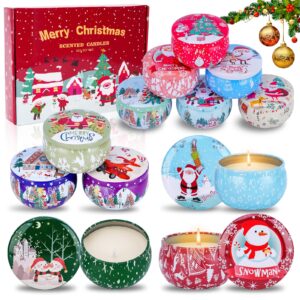 12pcs christmas scented candles gift for women- aromatherapy candle for home scented-3.4oz soy wax birthday gifts christmas presents for mother friend wife sister xmas, christmas decorations