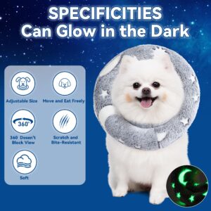 BALAPET Adjustable Soft Dog Cone Pet Recovery Collar for Dogs After Surgery Glow in The Dark Design Protective Elizabethan Collar Not Block Vision Fit for Dogs Recovery and Stop Licking(S)