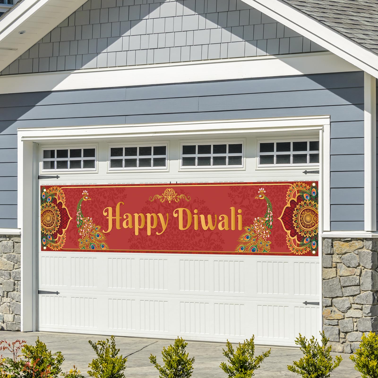 Diwali Peacock Decorations Outdoor Happy Diwali Banner for Fence Deepawali Indian Festival of Lights Decorations and Supplies for Home