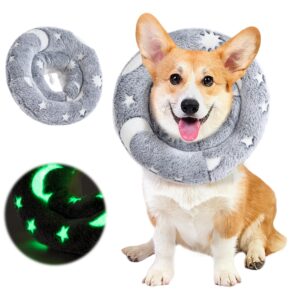 balapet adjustable soft dog cone pet recovery collar for dogs after surgery glow in the dark design protective elizabethan collar not block vision fit for dogs recovery and stop licking(s)