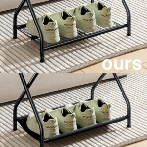 NEFROM Luggage Rack Pack of 2, Foldable Suitcase Stand with Storage Shelf, Metal Luggage Holder for Guest Room, Bedroom, Hotel LR-BK-2