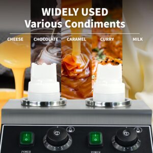 XXUNYNUIN Electric Cheese Sauce Warmer Commercial Hot Fudge Warmer and Nacho Cheese Warmer Dispenser with 86-185 ℉ Adjustable Sauce Warmer Dispenser with 650ml Squeeze Bottle*2