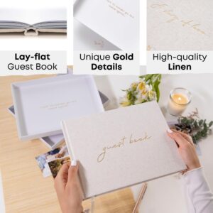 Premium Wedding Guest Book - Baby Shower Guest Book - Includes Blank Guest Book w/Keepsake Box w/100 Pages & 240 Clear Photo Corner Stickers - Polaroid Guest Book, Graduation & Special Events