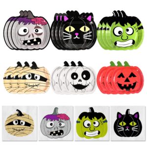 sjjpdyy halloween plates and napkins tableware halloween party decorations tableware disposable pumpkin monster vampire bat themed paper plates napkins party supplies