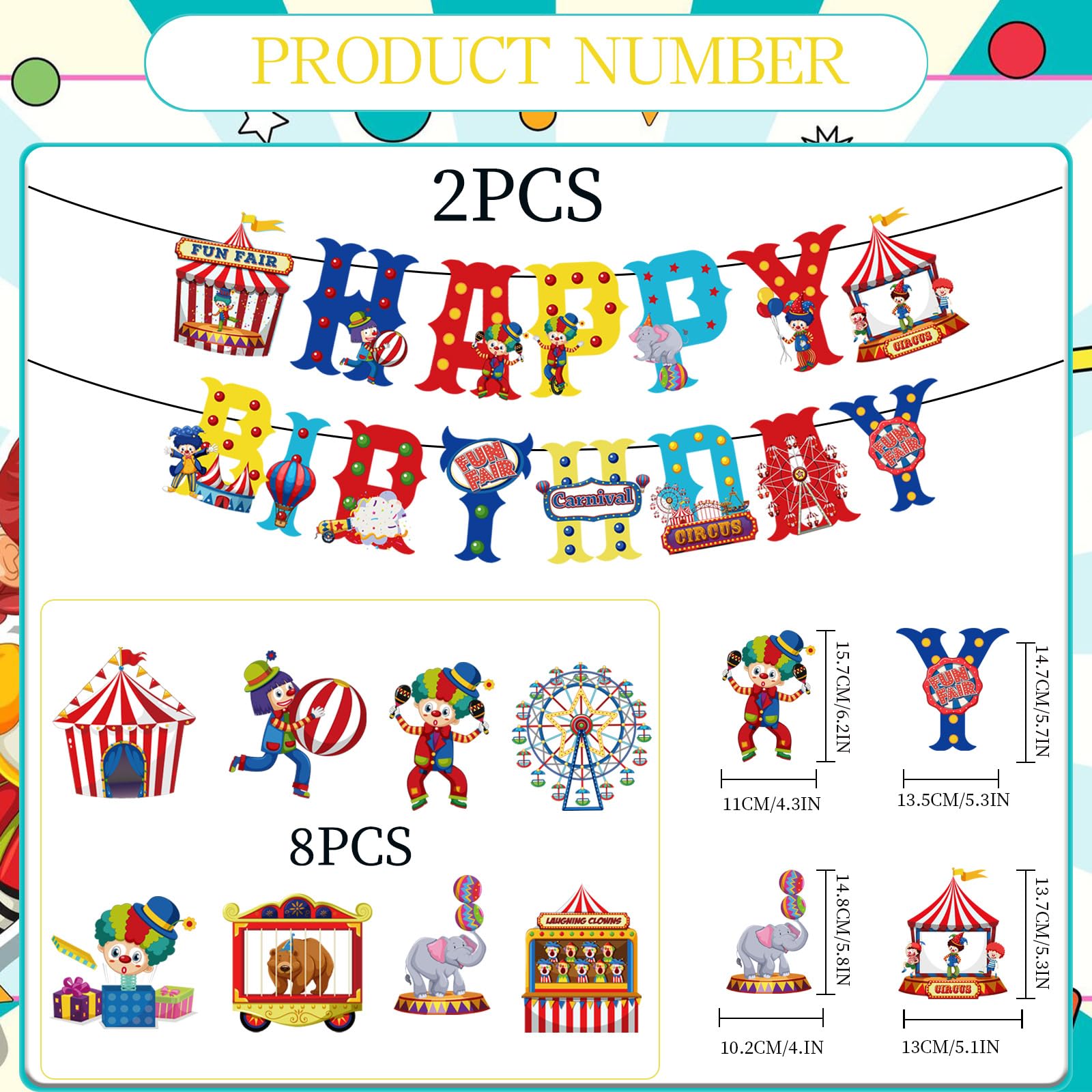 Circus Carnival Birthday Party Decorations - Yoyuspy 10PCS Circus Theme Party Decorations Happy Birthday Banner Hanging Swirls Funny Carnival Party Decor Clowns Theme Party Supplies for Kids