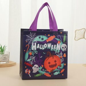 MOMOJULI 8PCS Halloween Trick or Treat Bags，Small Non-Woven Halloween Tote Bags with Handles Reusable Goodie Gift Bags Multifunctional Halloween Party Favors Supplies 7.9"×7.9"×3.15"