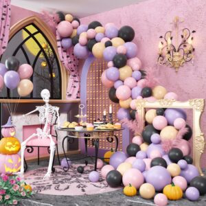 Fiesec Halloween Baby Shower Decorations for Girls Pink Purple Black Ivory, A Little Boo Is Almost Due Baby Shower Girl with Balloon Garland Arch Kit Banner Cake Cupcake Topper Ghost Bat Cutout