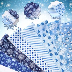 40 Pcs Winter Christmas Snowflakes Cotton Jelly Roll Blue and White Snowflake Reindeer Fabric Strips for Quilting Crafting Snowman Precut Patchwork for Sewing DIY Crafts Cotton Fabric Bundles Strips