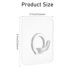 Qianyu 12 Pcs Adhesive Hooks for Hanging Clear Sticky Wall Hooks Heavy Duty Plastic Door Hooks No Drilling Strong Waterproof Sticker Hanger for Home Kitchen Bathroom Office Use