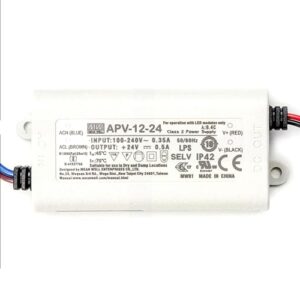 DynMach APV-12-24 12W 24V 0.5A High Efficiency LED Lighting Power Supply - Compact and Waterproof for LED Applications