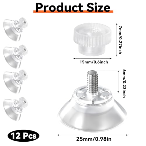 12 Pack Clear Small Suction Cups,1 in Suction Cups for Glass PVC Plastic Sucker Pads Extra Strong Adhesive Suction Cups Without Hooks for Windows,Bathroom Walls,Glass