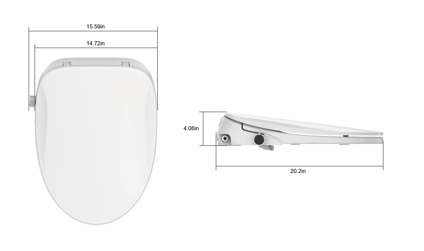 WELLFOR Smart Toilet Seat with Remote and Lighted, 0.19 Gallons Flow Rate, Soft Close and Instant heated Smart Bidet Toilet Seat for Elongated Toilets, Nozzle self-cleaning, Warm Air Drying, White