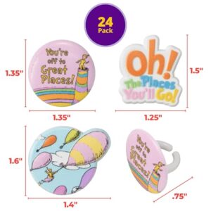 DecoPac Oh, the Places You'll Go! Cupcake Rings, 24 Dr. Seuss Cupcake Decorations For Graduation, Wedding, Birthday, Food Safe Cake Toppers – 24 Pack