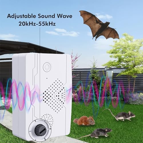 Ultrasonic Bat Repellent, Ultrasonic Pest Mouse Bat Reject Repelling System, Pest Repellent Ultrasonic for House Indoor Pest Bat Removal Repellent, Keep Bat and Pest Flee Away