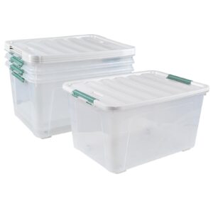 CadineUS 85 Quart Clear Storage Bins with Lids, 4 Pack Large Plastic Boxes with Wheels