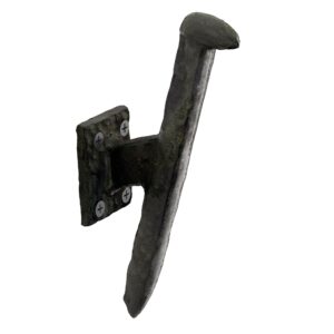 rustic state fred wall mount cast iron hooks coat towel bag hat hanger railroad spike rack with hammered effect texture - black