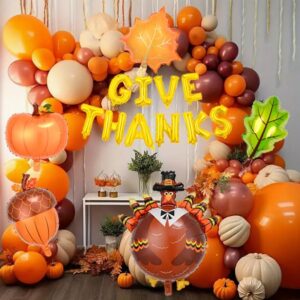 Wecepar 164pcs Fall Balloons Garland Arch Kit Thanksgiving Burnt Orange Coffee Brown Burgundy Gold Balloons for Fall Thanksgiving Little Pumpkin Autumn Harvest Birthday Baby Shower Party Decorations