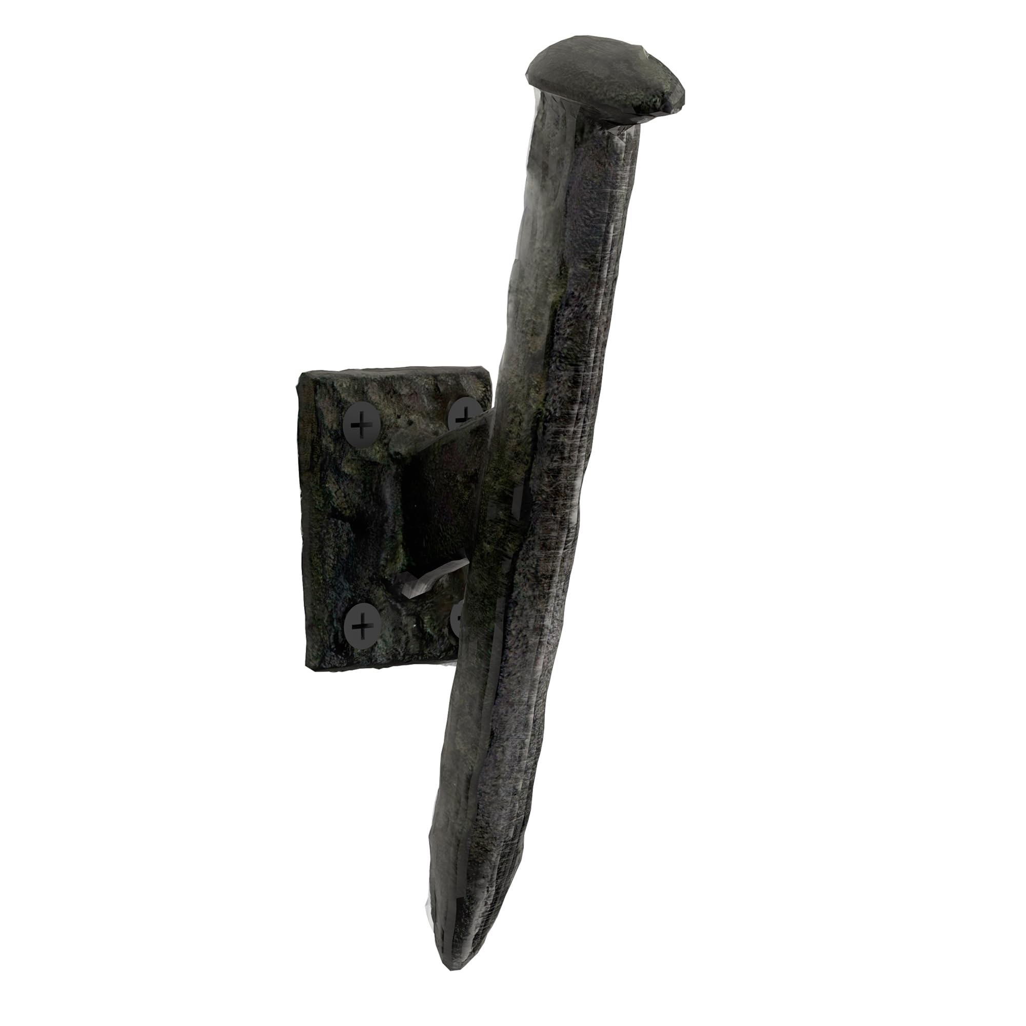 Rustic State Fred Wall Mount Cast Iron Hooks Coat Towel Bag Hat Hanger Railroad Spike Rack with Hammered Effect Texture - Black