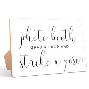 nodroy wedding table sign, photo booth, 8×11 wooden sign with stand, minimalist wedding favor, bridal shower, wedding reception, event party favor supplies