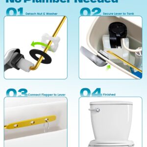 Toilet Handle Replacement Kit Universal - Front-Mount Toilet Handle Tank Flush Lever with Stainless Steel Flapper Chain, Compatible with Gerber, American, Standard, Kohler, TOTO