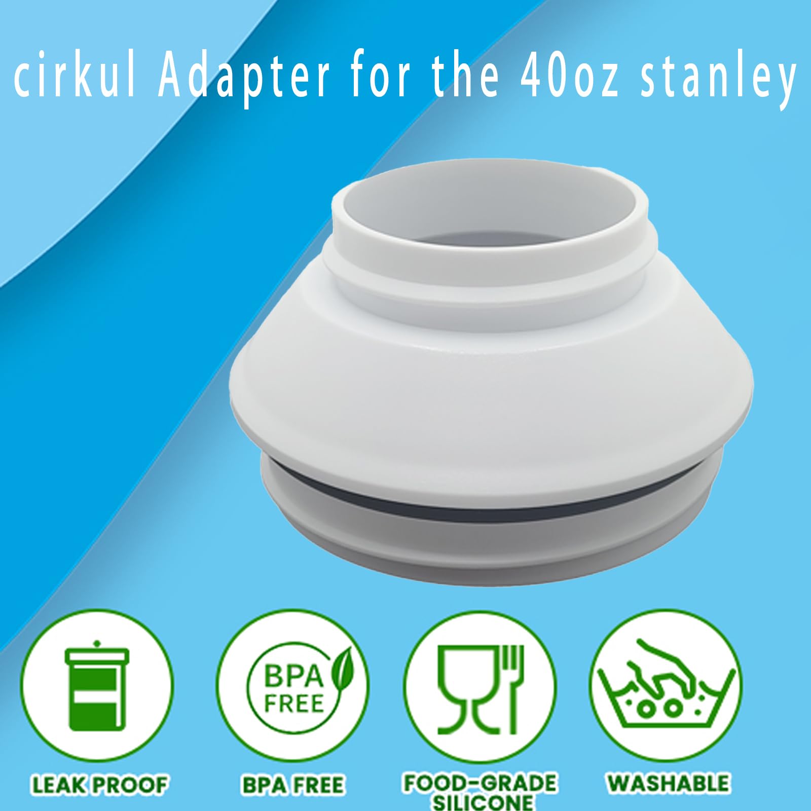 RYXCGXJ Tumbler Adapter with Seal ring for Stanley cup 40oz to Cirkul | Use Your Flavor Cartridges with Your Stanley cup 40oz | BPA Free Plastic, Food Grade Silicone（white）