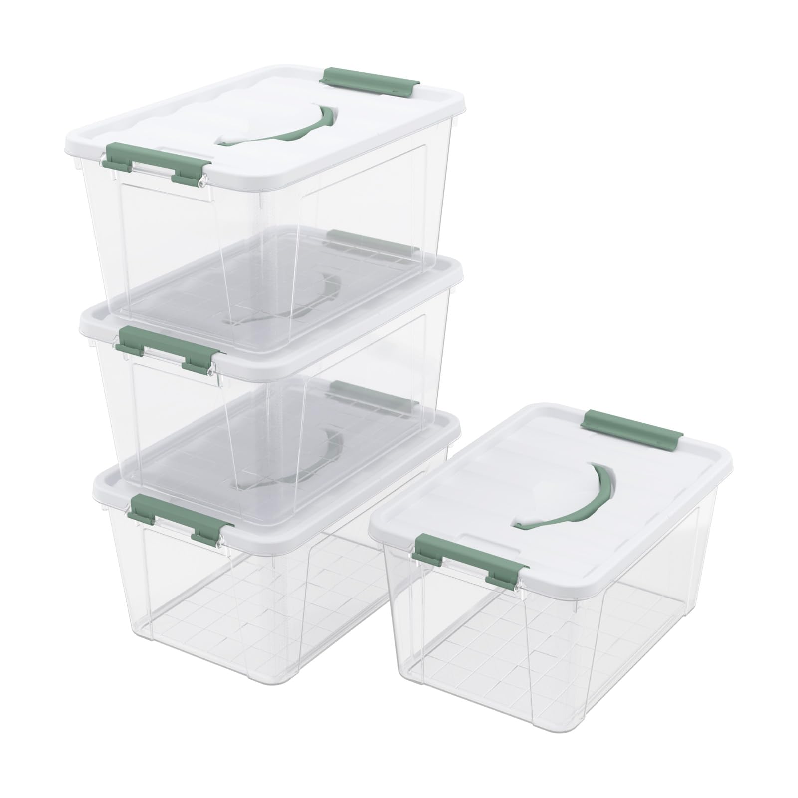 Udotry 14 Quart Plastic Latching Boxes with Lids, Clear Plastic Storage Bin with Lids, 4 Packs