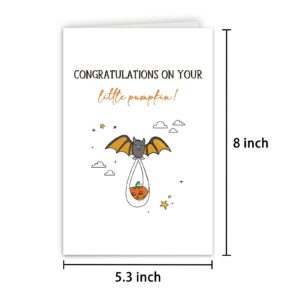 Ulbeelol Cute Baby Shower Card, Funny Baby Halloween Card, Congratulations on Your Little Pumpkin