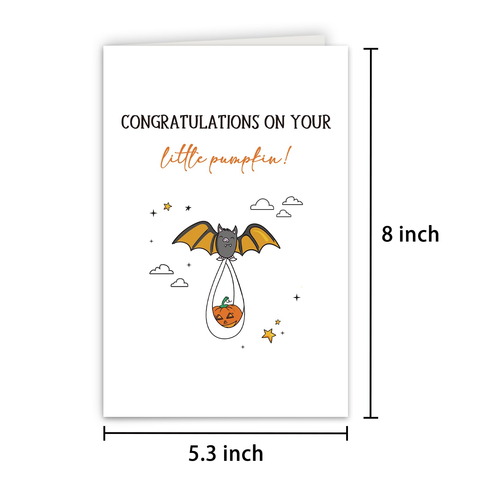 Ulbeelol Cute Baby Shower Card, Funny Baby Halloween Card, Congratulations on Your Little Pumpkin