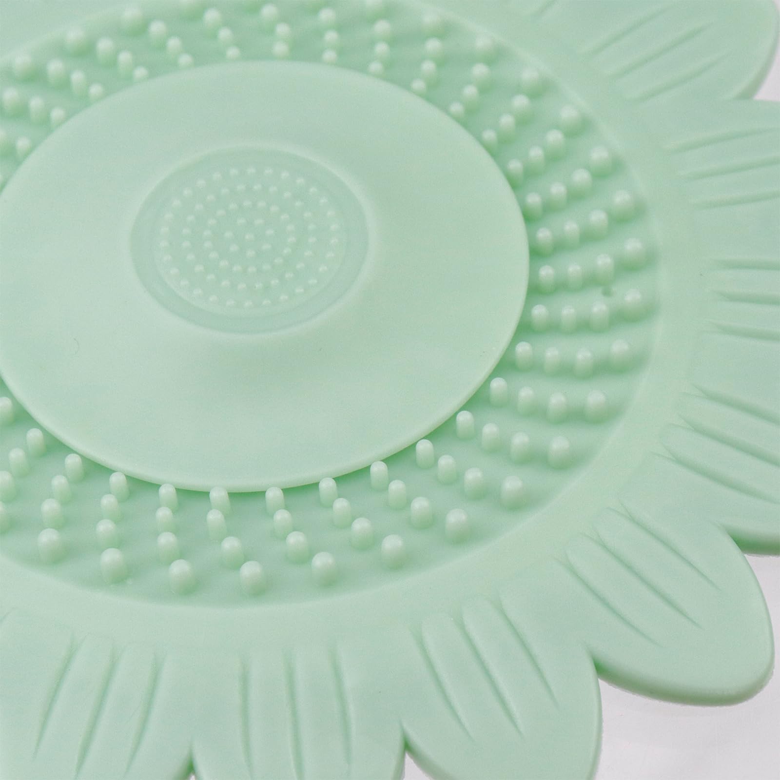 Mewutal 4pcs Drain Hair Catcher Silicone Shower Drain Covers Flower Shape Tub Stopper Floral Bathtub Plugs Shower Drain Protectors Hair Stoppers for Kitchen Sink Bathroom Drain (2 Green and 2 White)