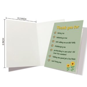 Nchigedy Funny Thank You Card for Boss Manager, Boss's Day Card from Employee Staff, Boss Appreciation Card, Bosses Day Gift for Men Women, Thank You for Hiring Me...