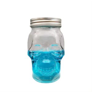 DURA LIVING Set of 2 Skull Mason Jar Glasses with Lids | 16oz Reusable Halloween Drinking Glasses | Unique Skull Décor, Storage, & Canning Jars for Parties & Gifts