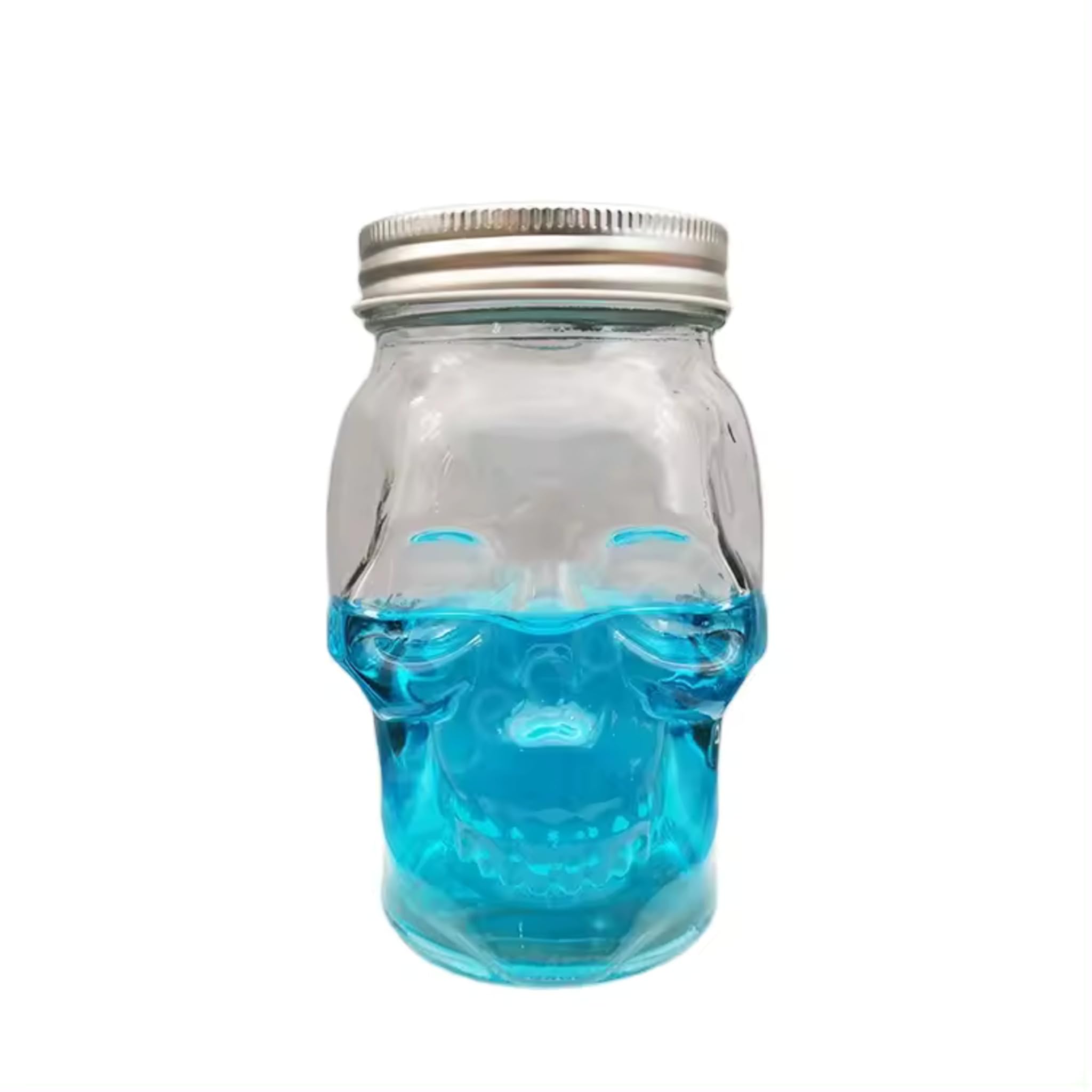 DURA LIVING Set of 2 Skull Mason Jar Glasses with Lids | 16oz Reusable Halloween Drinking Glasses | Unique Skull Décor, Storage, & Canning Jars for Parties & Gifts