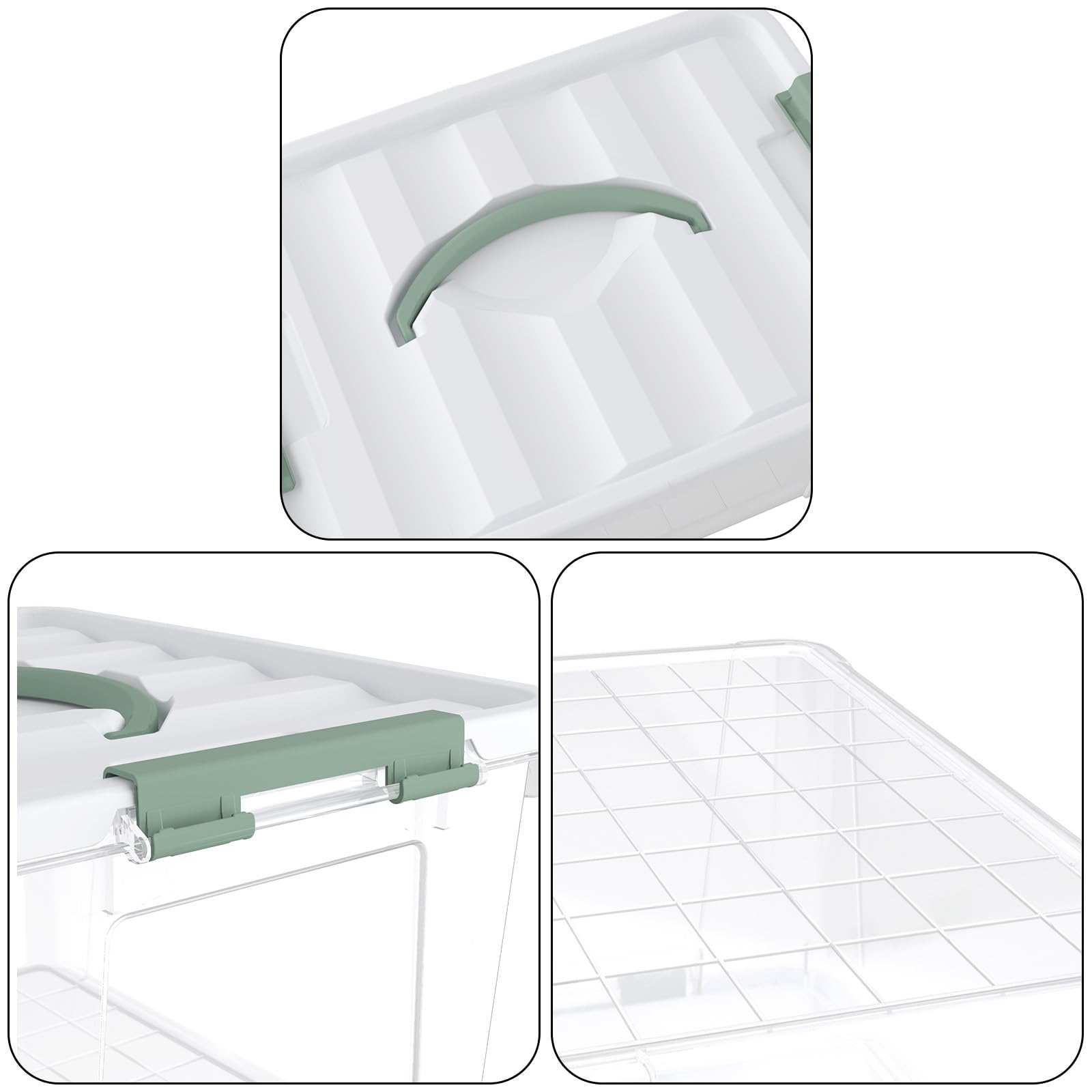 Udotry 14 Quart Plastic Latching Boxes with Lids, Clear Plastic Storage Bin with Lids, 4 Packs