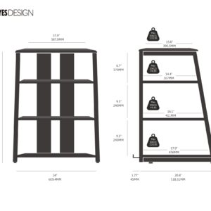 FITUEYES Design 4-Tier AV Media Stand with LED Lights, Wooden Stereo Cabinet, Audio Rack Tower with Adjustable Shelves, Small AV Component Entertainment Stand, Khaki