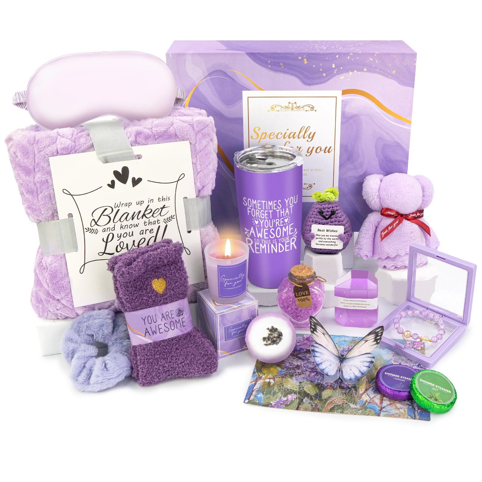 Gifts for Women, Lavender Spa Gifts Set,16 Pcs Gift Set for Women, Mom, Wife, Girlfriend, Sister, Unique for Birthday, Christmas, Valentine's Day, Mother's Day Gifts - Lavender Spa Gift Basket Set