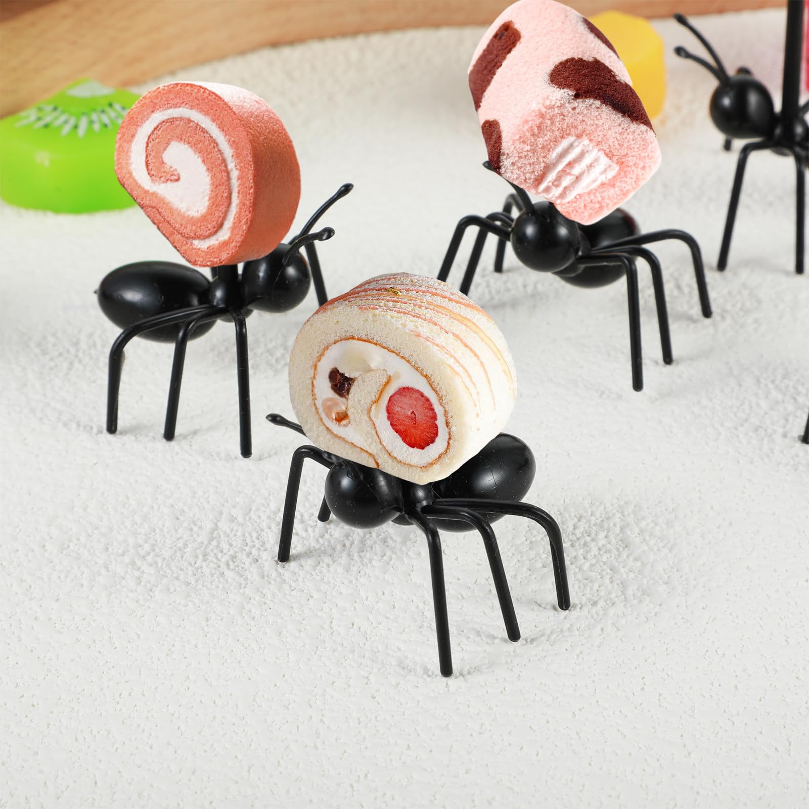 36Pcs Ant Toothpicks Fruit Dessert Fork, Cute Food Picks for Bug Themed Birthday Party Halloween Party Decorations Supplies Reusable Appetizer Forks for Picnic Themed Party Decorations