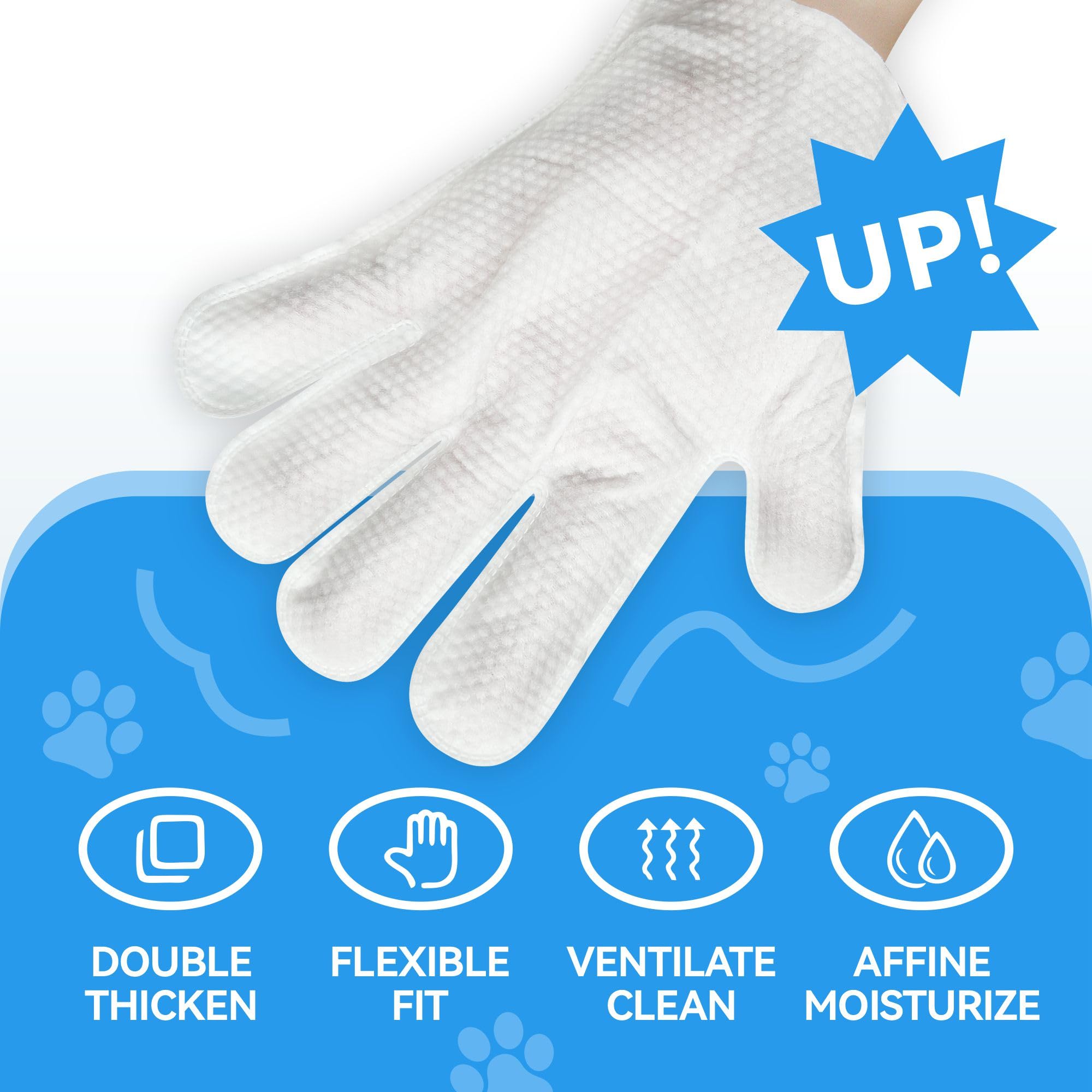 YUVEXAHOO Dog Wipes Cleaning deodorizing, Extra Thick Dog Wipes, Dog Washing Gloves for Daily pet Care and Travel, 6 PCS (Blue Packing, Extra-Thick)