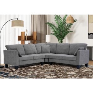 EBELLO Convertible Sectional Sofa L Shaped Couch for Living Room, Reversible Sectional Corner Sofa Small L Couches for Small Apartment, Grey