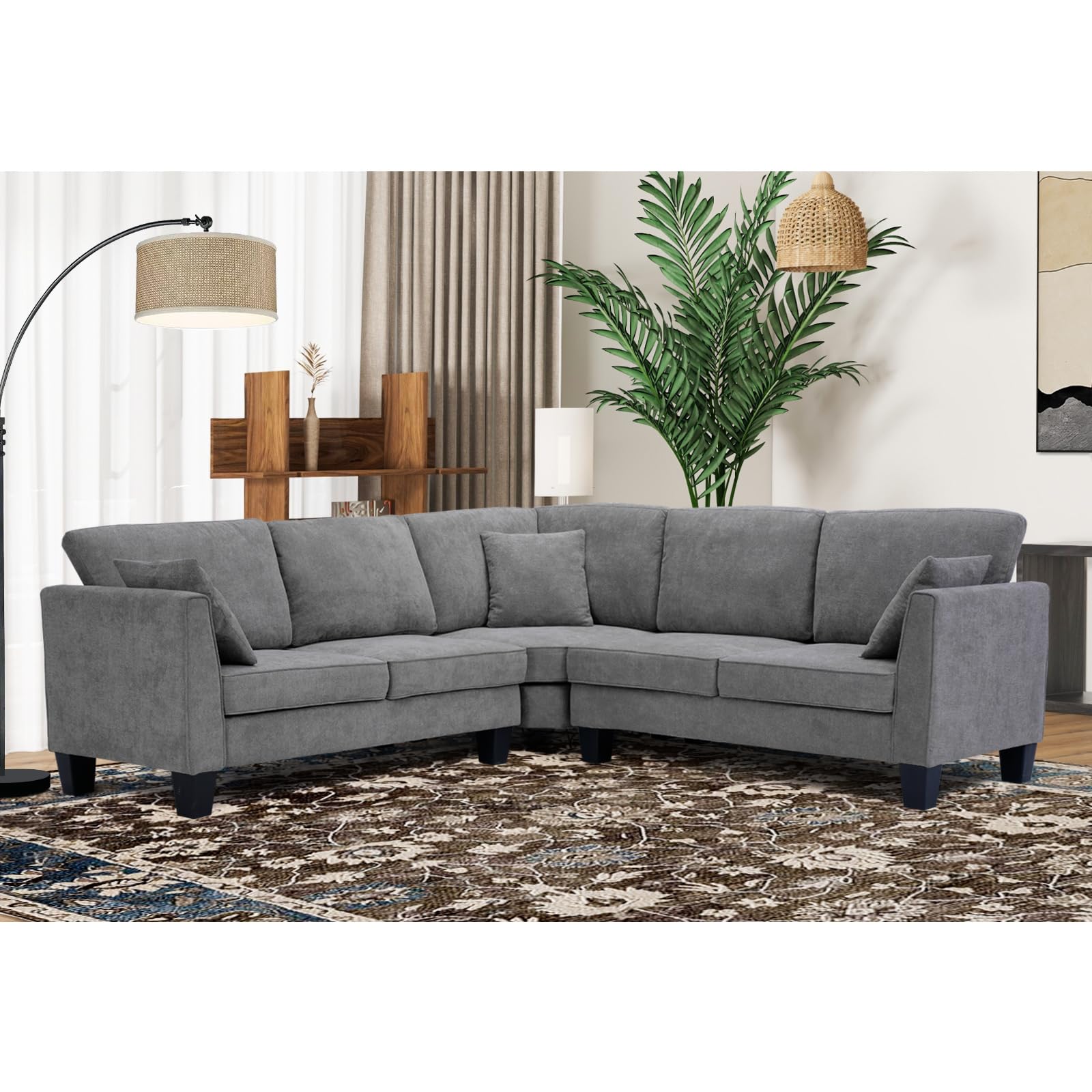 EBELLO Convertible Sectional Sofa L Shaped Couch for Living Room, Reversible Sectional Corner Sofa Small L Couches for Small Apartment, Grey