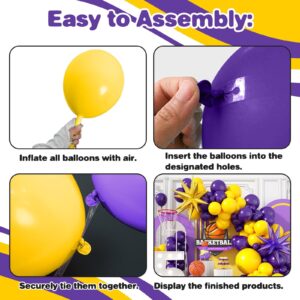 Purple and Yellow Balloon Arch Kit,Basketball Balloons with Gold Purple Star Foil Balloons,for Boys Basketball Party Sport Theme Birthday Graduation Anniversary Wedding Baby Shower Decorations